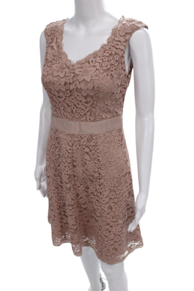 Liu JO Women Fit & Flare Floral Scoop Neck Sleeveless Pink Short Dress Size 42