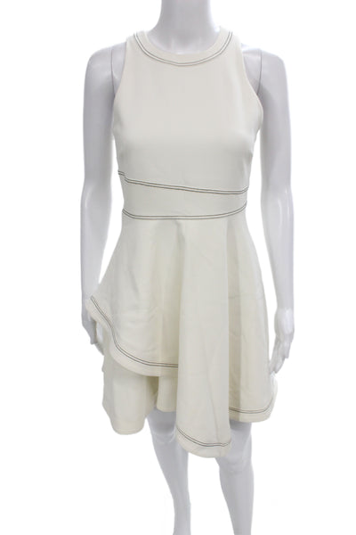 Cinq A Sept Womens Fit & Flare Ivory Dress Sleeveless Crew Neck Size 4