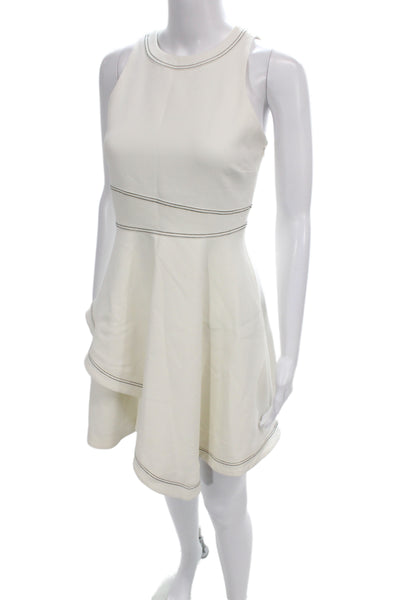 Cinq A Sept Womens Fit & Flare Ivory Dress Sleeveless Crew Neck Size 4