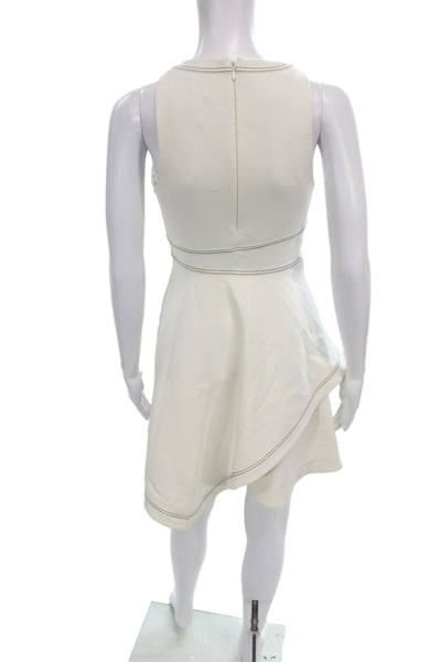 Cinq A Sept Womens Fit & Flare Ivory Dress Sleeveless Crew Neck Size 4