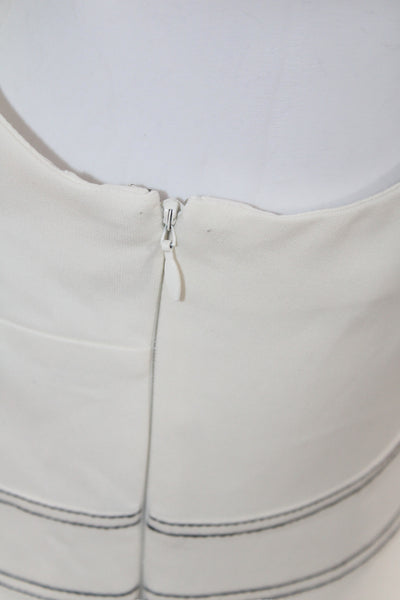 Cinq A Sept Womens Fit & Flare Ivory Dress Sleeveless Crew Neck Size 4
