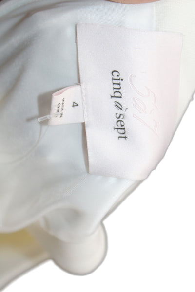 Cinq A Sept Womens Fit & Flare Ivory Dress Sleeveless Crew Neck Size 4