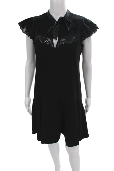 Rebecca Taylor Womens Black Shift Dress V-Neck Short Sleeve Size 2