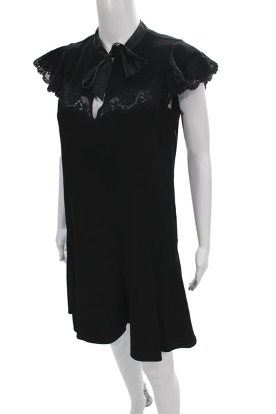 Rebecca Taylor Womens Black Shift Dress V-Neck Short Sleeve Size 2