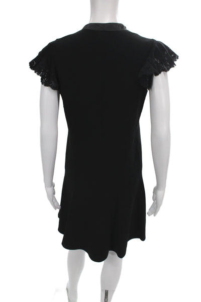 Rebecca Taylor Womens Black Shift Dress V-Neck Short Sleeve Size 2