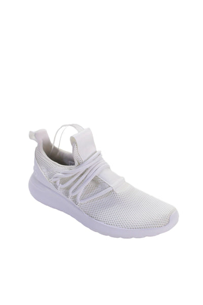 Adidas Mens Lace Up Back Logo Knit Low Top Running Sneakers White Size 11.5