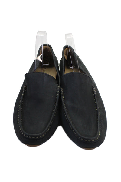 Cole Haan Mens Slip; On Round Toe Suede Loafers Black Size 11M