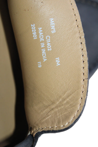 Cole Haan Mens Slip; On Round Toe Suede Loafers Black Size 11M
