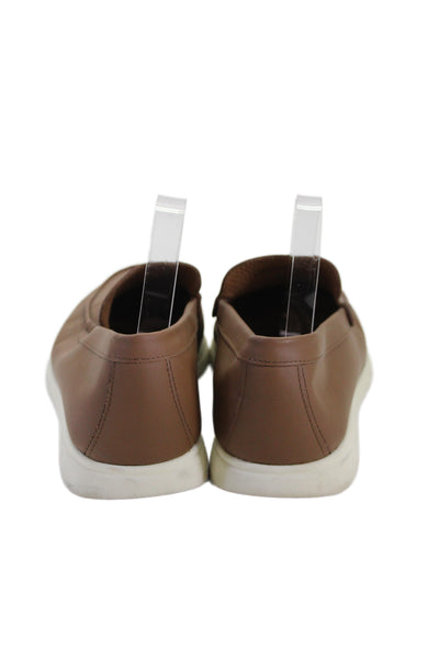Boss Hugo Boss Mens Slip On Round Toe Leather Loafers Brown White Size 44