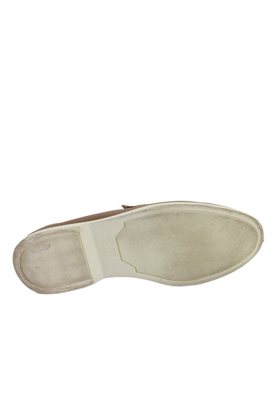Boss Hugo Boss Mens Slip On Round Toe Leather Loafers Brown White Size 44