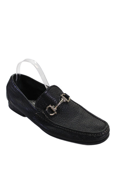 Salvatore Ferragamo Mens Slip On Gancini Bit Leather Loafers Black Size 10EE