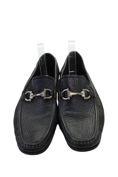 Salvatore Ferragamo Mens Slip On Gancini Bit Leather Loafers Black Size 10EE
