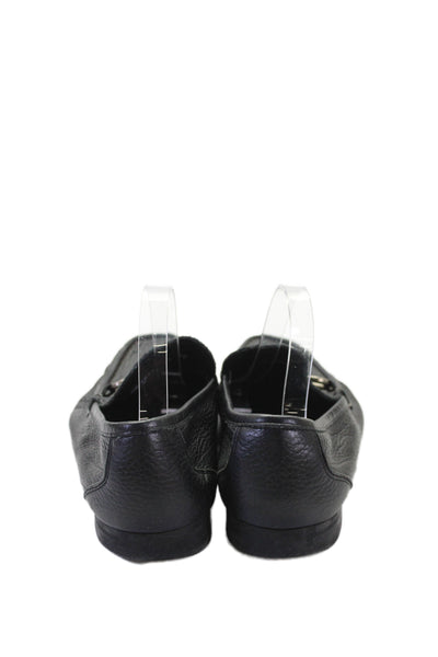 Salvatore Ferragamo Mens Slip On Gancini Bit Leather Loafers Black Size 10EE