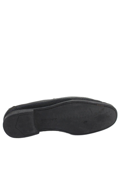 Salvatore Ferragamo Mens Slip On Gancini Bit Leather Loafers Black Size 10EE
