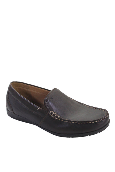 Geox Mens Slip On Round Toe Leather Logo Loafers Brown Size 43.5