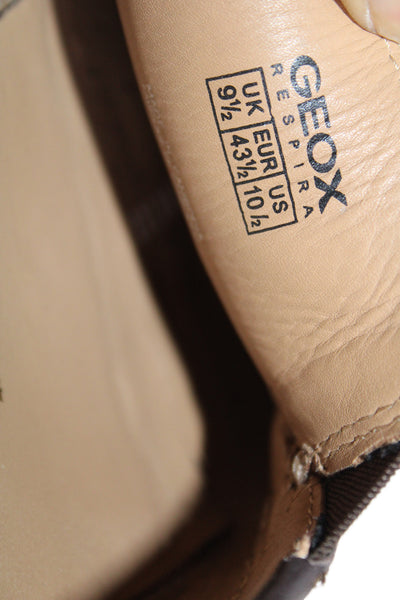 Geox Mens Slip On Round Toe Leather Logo Loafers Brown Size 43.5