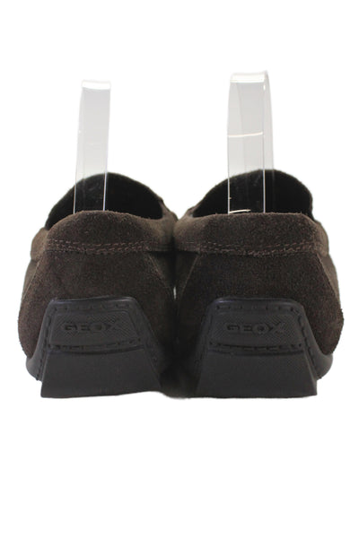Geox Mens Slip On Square Toe Suede Loafers Brown Size 43