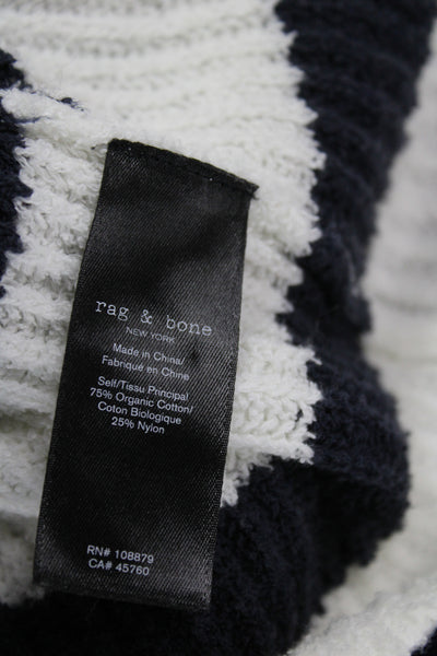 Rag & Bone Womens Hooded Striped Pullover Sweater Black Organic Cotton Size XS