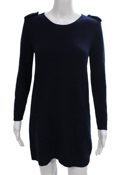 Theory Women Sweater Dress Blue Cashmere Long Sleeve Scoop Neck Size S