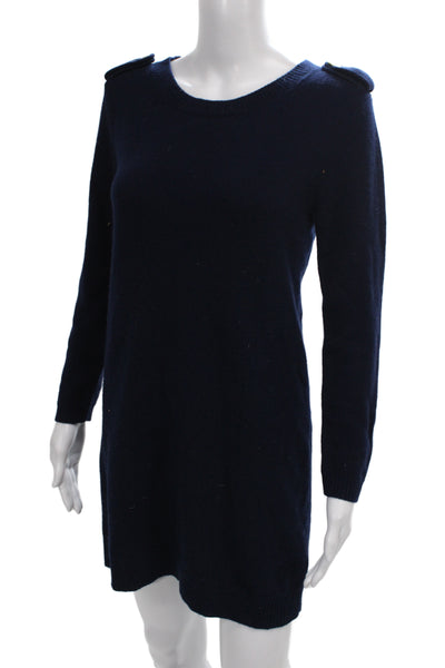 Theory Women Sweater Dress Blue Cashmere Long Sleeve Scoop Neck Size S