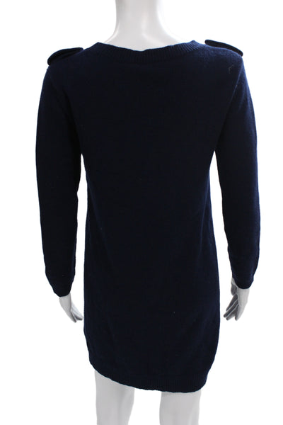 Theory Women Sweater Dress Blue Cashmere Long Sleeve Scoop Neck Size S