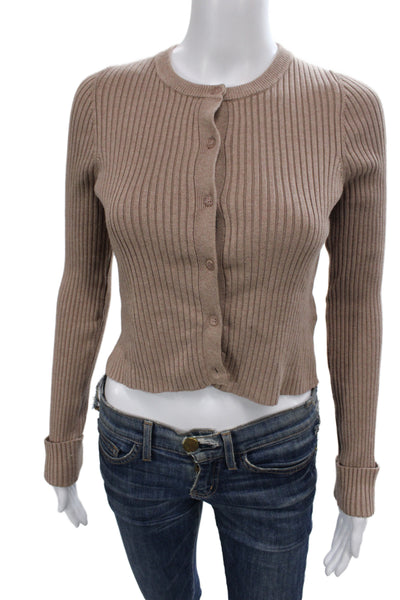 We Wore What Women Brown Crew Neck Cardigan Long Sleeve Size S