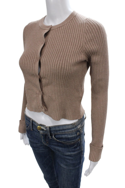 We Wore What Women Brown Crew Neck Cardigan Long Sleeve Size S