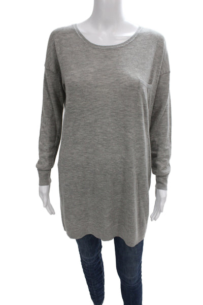 Vince Women Pullover 100% Cashmere Scoop Neck Long Sleeve Gray Size S