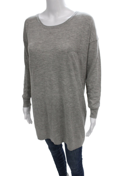 Vince Women Pullover 100% Cashmere Scoop Neck Long Sleeve Gray Size S
