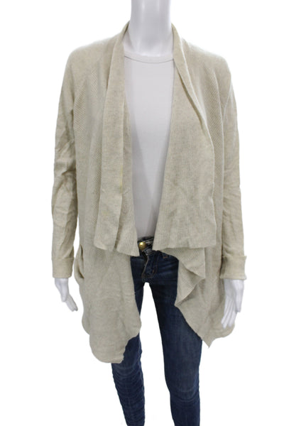 Vince Womens Beige Cashmere V-Neck Cardigan Long Sleeve Size S
