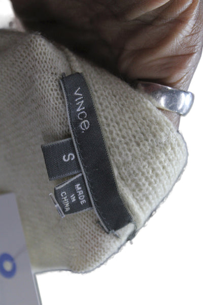 Vince Womens Beige Cashmere V-Neck Cardigan Long Sleeve Size S
