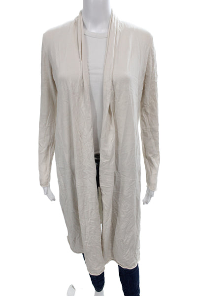 Neiman Marcus Womens Ivory Cotton Cowl Neck Cardigan Long Sleeve Size S