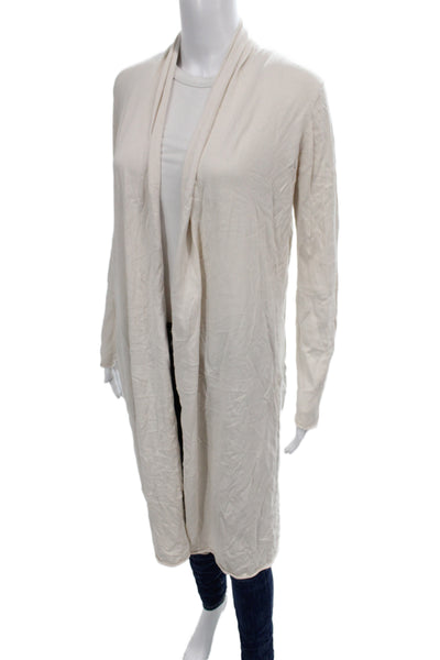 Neiman Marcus Womens Ivory Cotton Cowl Neck Cardigan Long Sleeve Size S