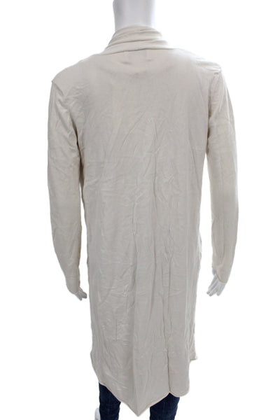 Neiman Marcus Womens Ivory Cotton Cowl Neck Cardigan Long Sleeve Size S