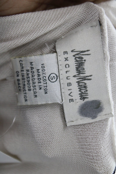 Neiman Marcus Womens Ivory Cotton Cowl Neck Cardigan Long Sleeve Size S