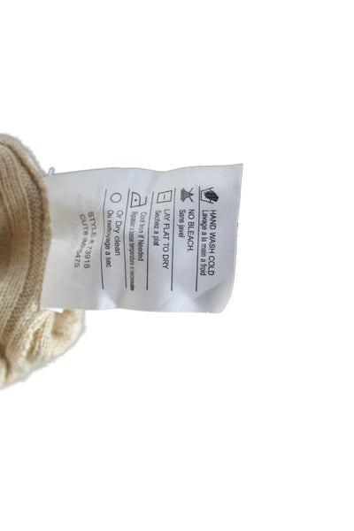 Vince Women Beige V-Neck Cardigan Long Sleeve Rayon Blend Size M