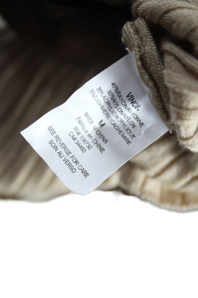 Vince Women Beige V-Neck Cardigan Long Sleeve Rayon Blend Size M