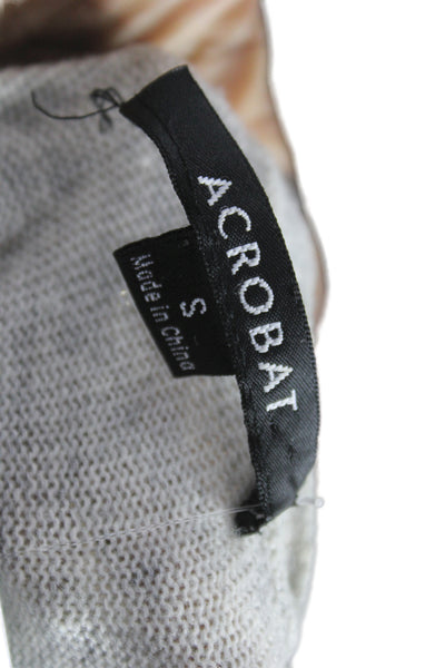 Acrobat Women Cardigan Gray Wool Round Neck Long Sleeve Size S