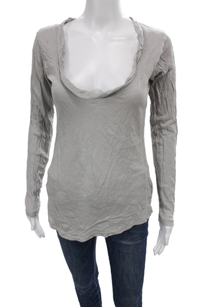 Threads 4 Thought Women Gray Scoop Neck Long Sleeve Basic Tee Size M