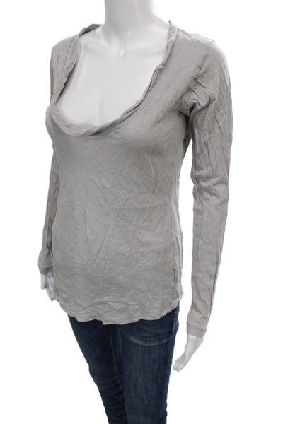 Threads 4 Thought Women Gray Scoop Neck Long Sleeve Basic Tee Size M