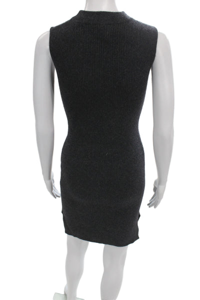 Scoop NYC Women Bodycon Cashmere Midi Dress Gray Mock Neck Sleeveless Size PP
