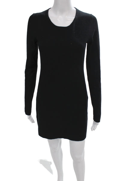 Theory Women Black Cashmere Sweater Dress Scoop Neck Long Sleeve Size L