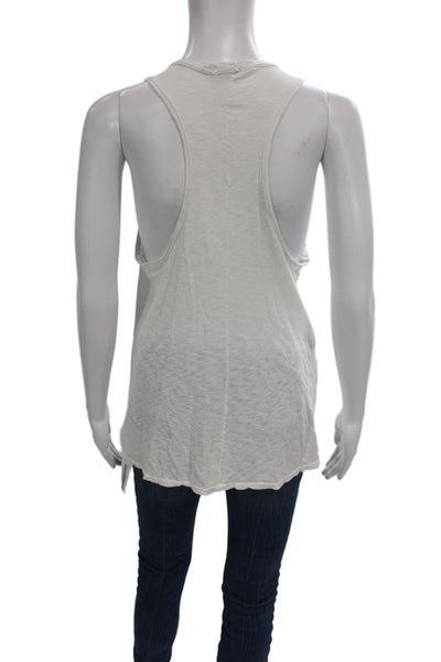 Stateside Womens Basic Sleeveless Tank White Supima Cotton Scoop Neck Size S