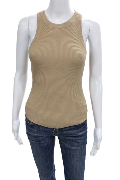 Zara Women Basic Beige High Neck Sleeveless Tank Pullover Size S
