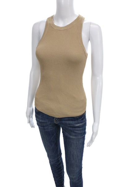 Zara Women Basic Beige High Neck Sleeveless Tank Pullover Size S