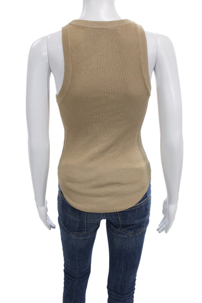 Zara Women Basic Beige High Neck Sleeveless Tank Pullover Size S