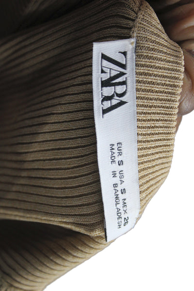 Zara Women Basic Beige High Neck Sleeveless Tank Pullover Size S