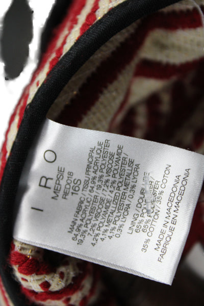 IRO Womens Basic Jacket Red Geometric Acrylic Hook Eye Long Sleeve Size 42
