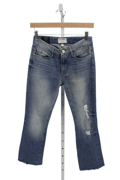 Frame Denim Womens Cropped Mid Rise Blue Jeans Inseam 26 Size 25