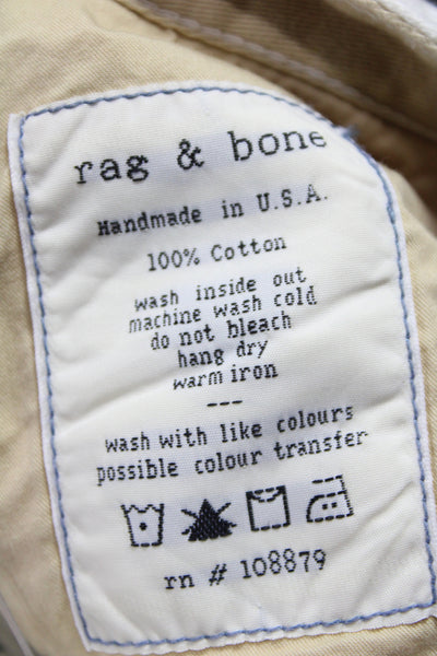 Rag & Bone Women Cropped White Jeans Mid Rise Button 100% Cotton Size 28